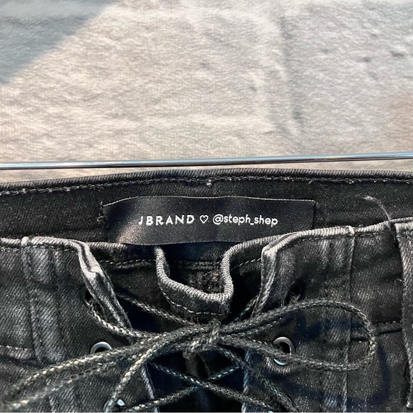 J Brand x Steph_Shep 25” Black Vendetta High Rise Lace Up Skinny Jeans - Picture 8 of 12